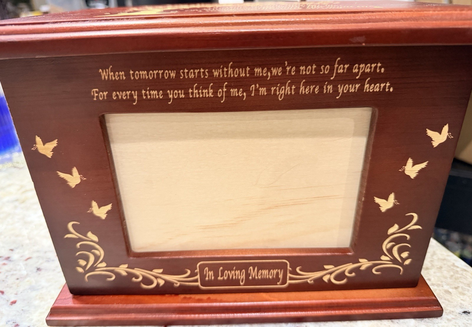 Wooden Engraved Pet Memorial Urn “In Loving Memory” Keepsake Box