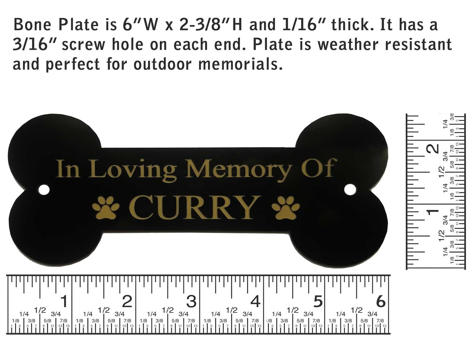 Custom Engraved Dog Name Plate, Large 6″ Bone Shape Plate, Pet Memorial