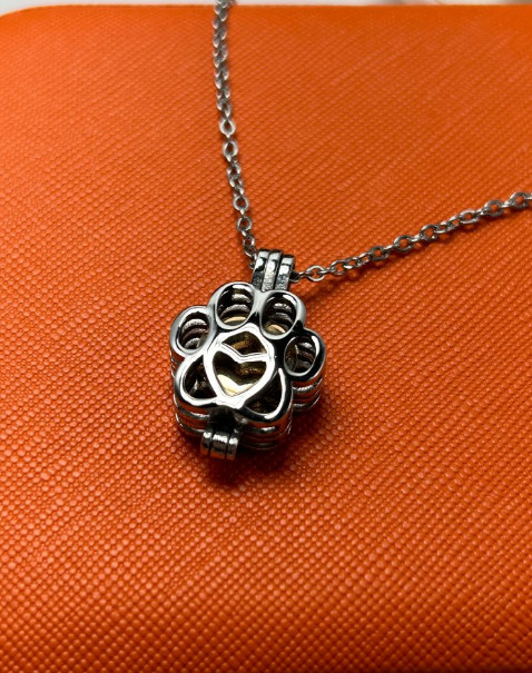 Paw Print Cremation Necklace Jewelry Pendant Urn for Ashes Pet Dog Cat Memorial