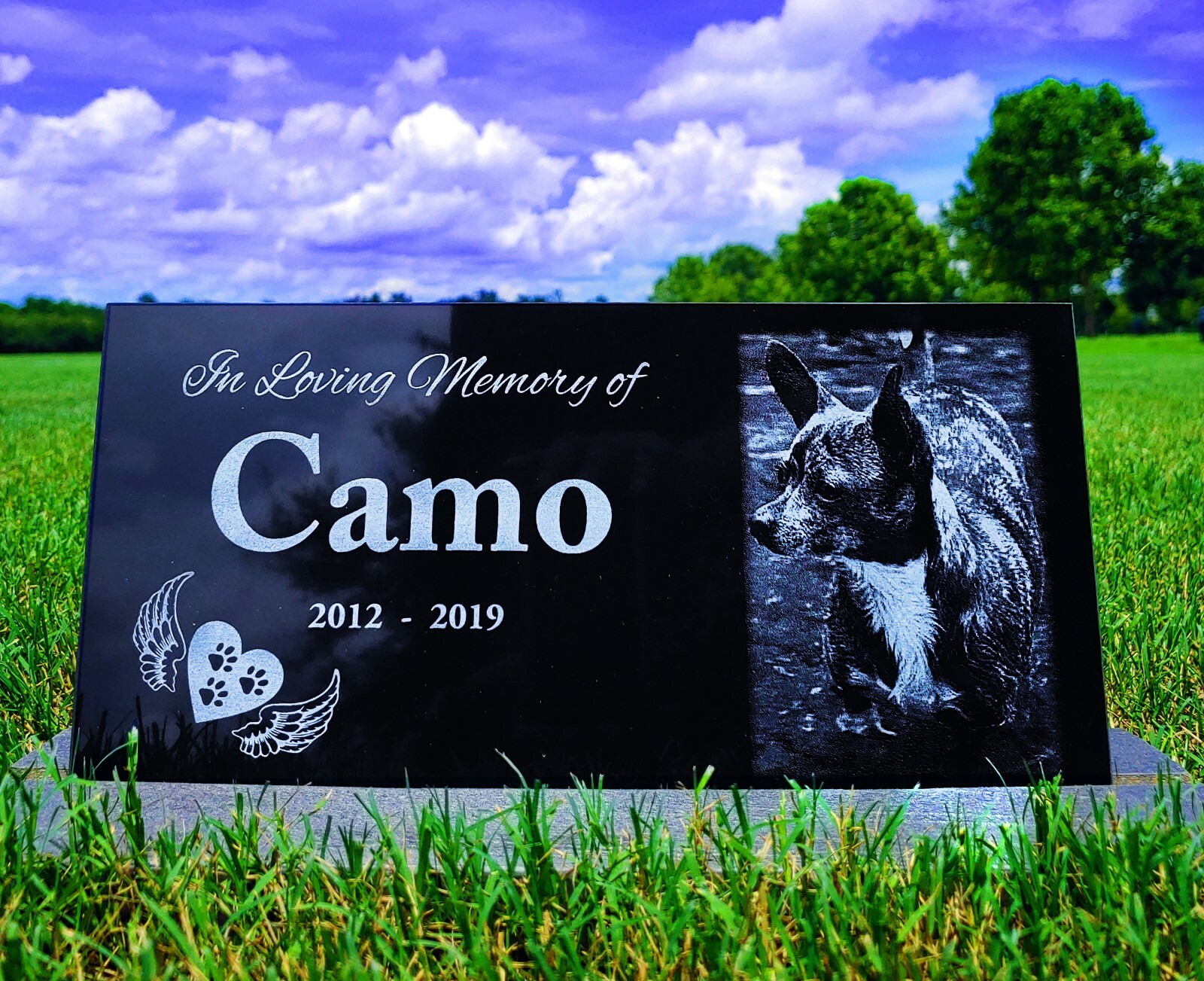 12×6 Pet grave marker, dog tombstone, memorial plaque, rainbow bridge