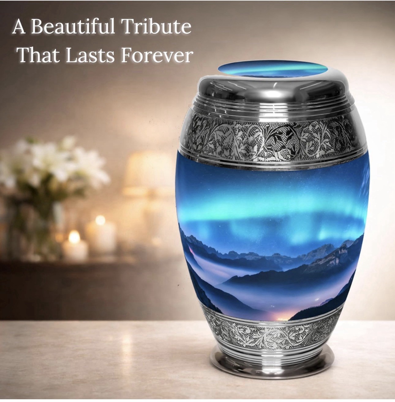 Aurora Borealis Cremation Urn for Ashes Adult Male – Personalized Cremation U…