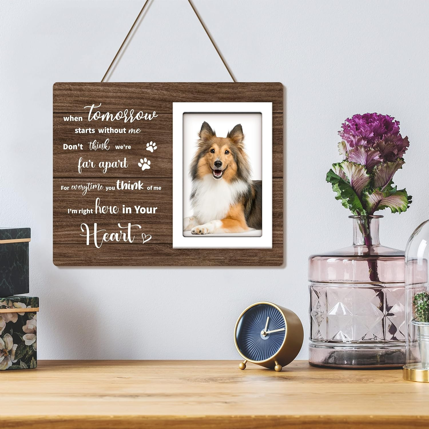 Loss of Dog Sympathy Gift, Pet Memorial Picture Frame for 4X6 Photos, Passing Aw