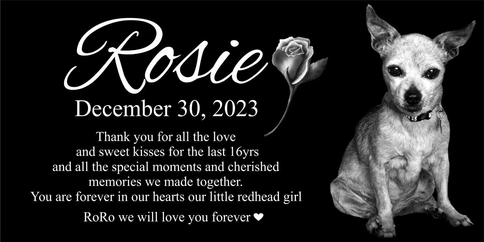 Personalized Pet Stone Memorial Grave Marker Granite Plaque Animal Human dog