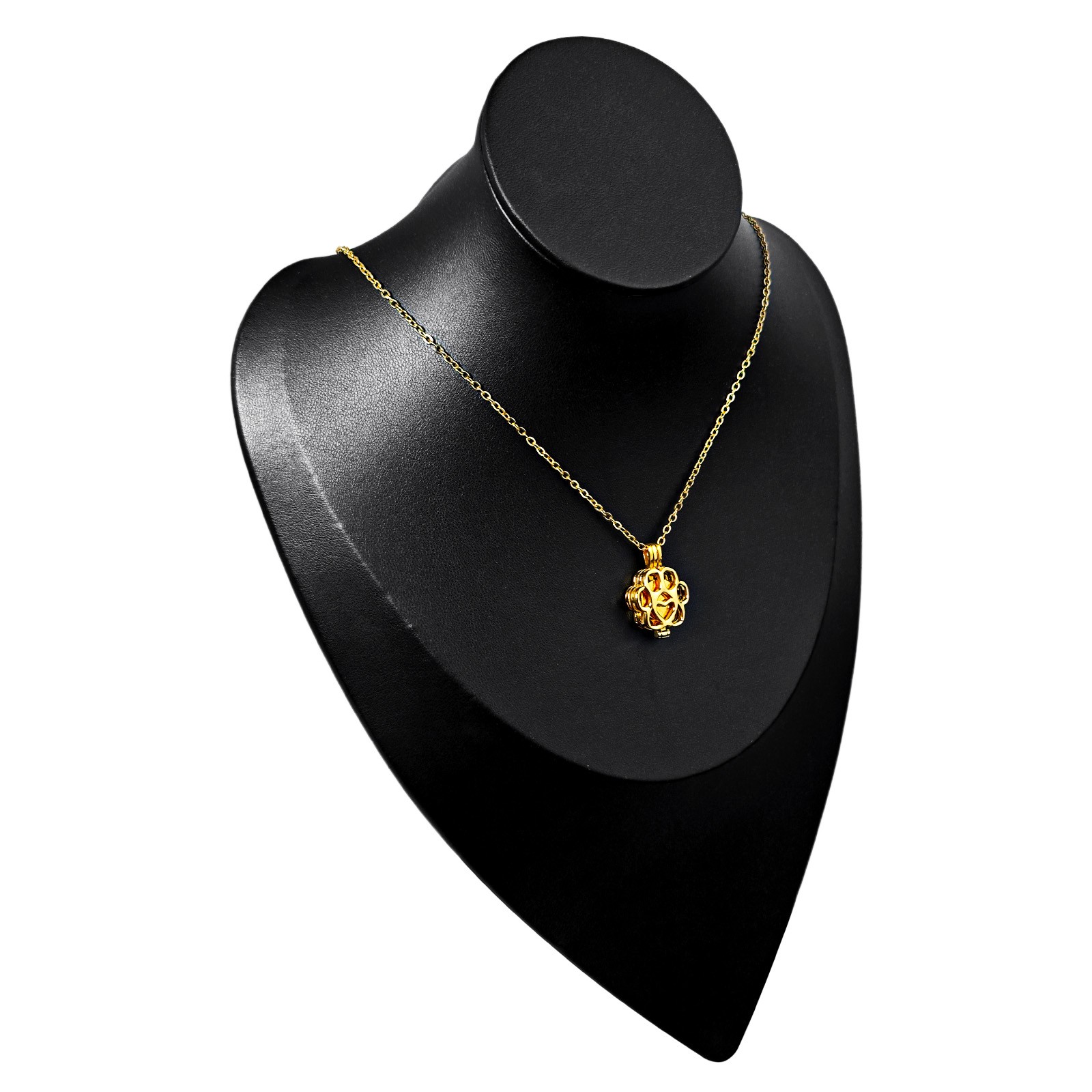 Gold Paw Print Heart Pet Ashes Memorial Necklace with Inner Box Fit For Dog&Cat