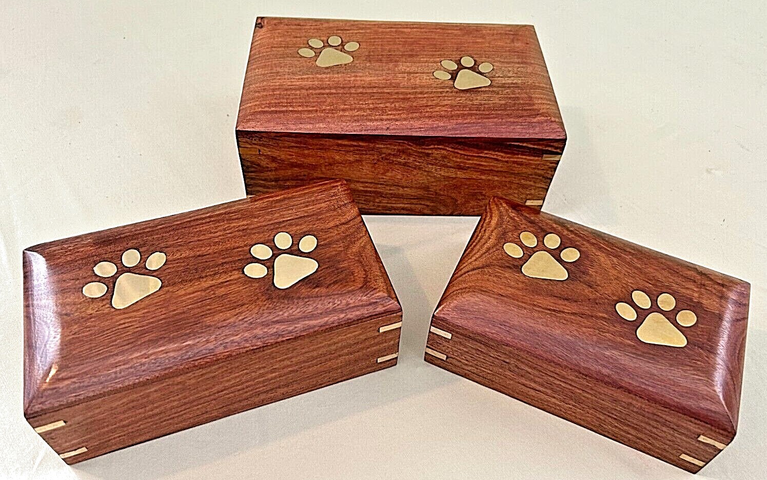 Memorial Pet Urns Dog/Cat Ashes Rosewood w/ Brass Trim – S/M/L
