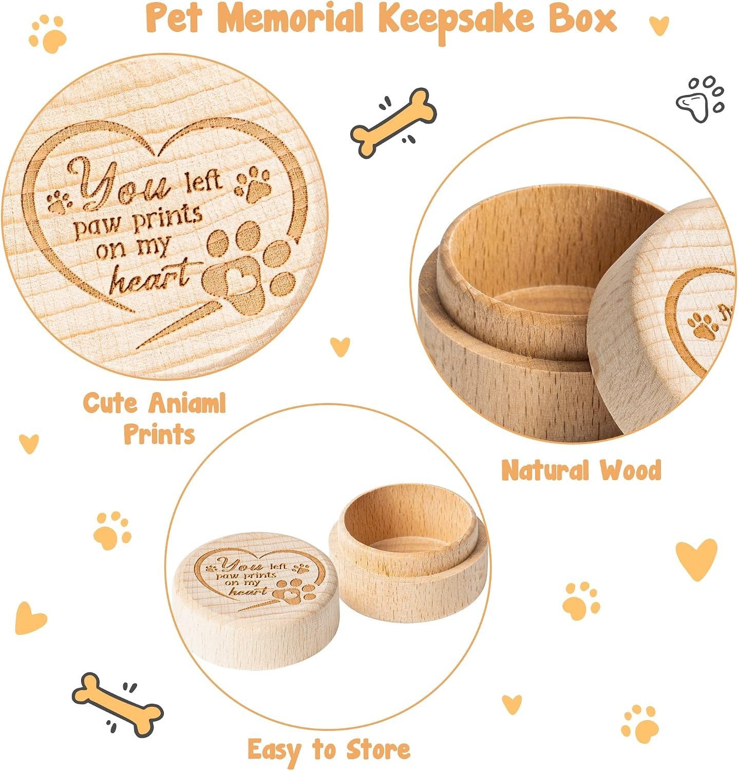 Elegant Wooden Pet Memorial Keepsake Box