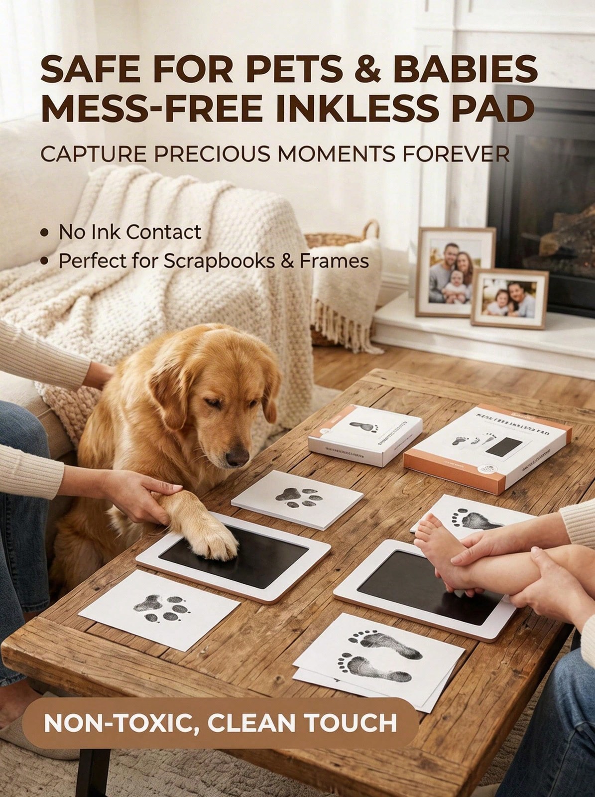 Pet Paw Print Kit w/Ink Pad 2 Cards Xmas Halloween Thanksgiving Gift