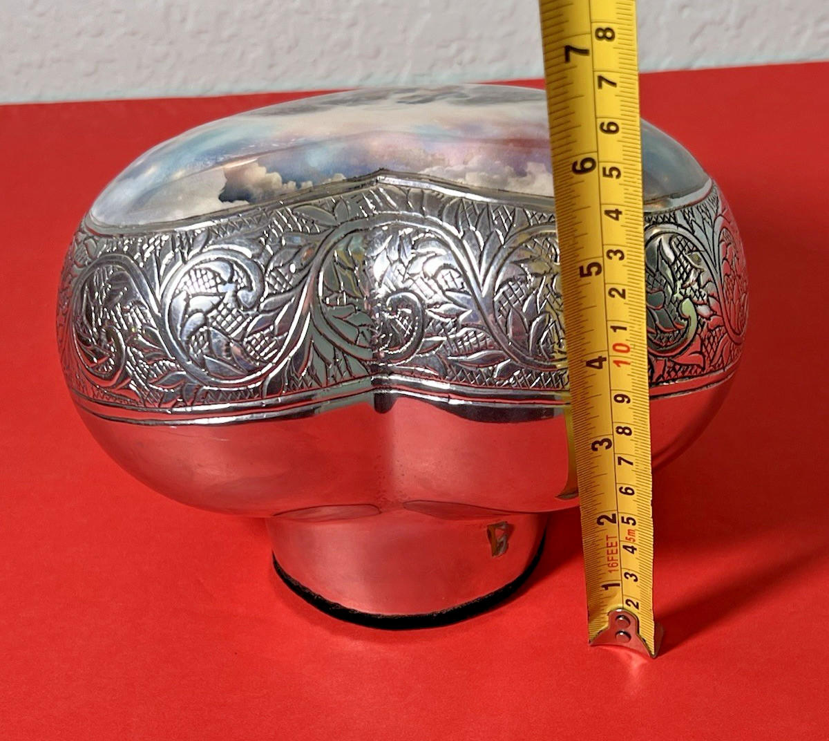 Australian Shepherd Memorial Dog Funeral Urn w/Silver Color Hand Etched Border