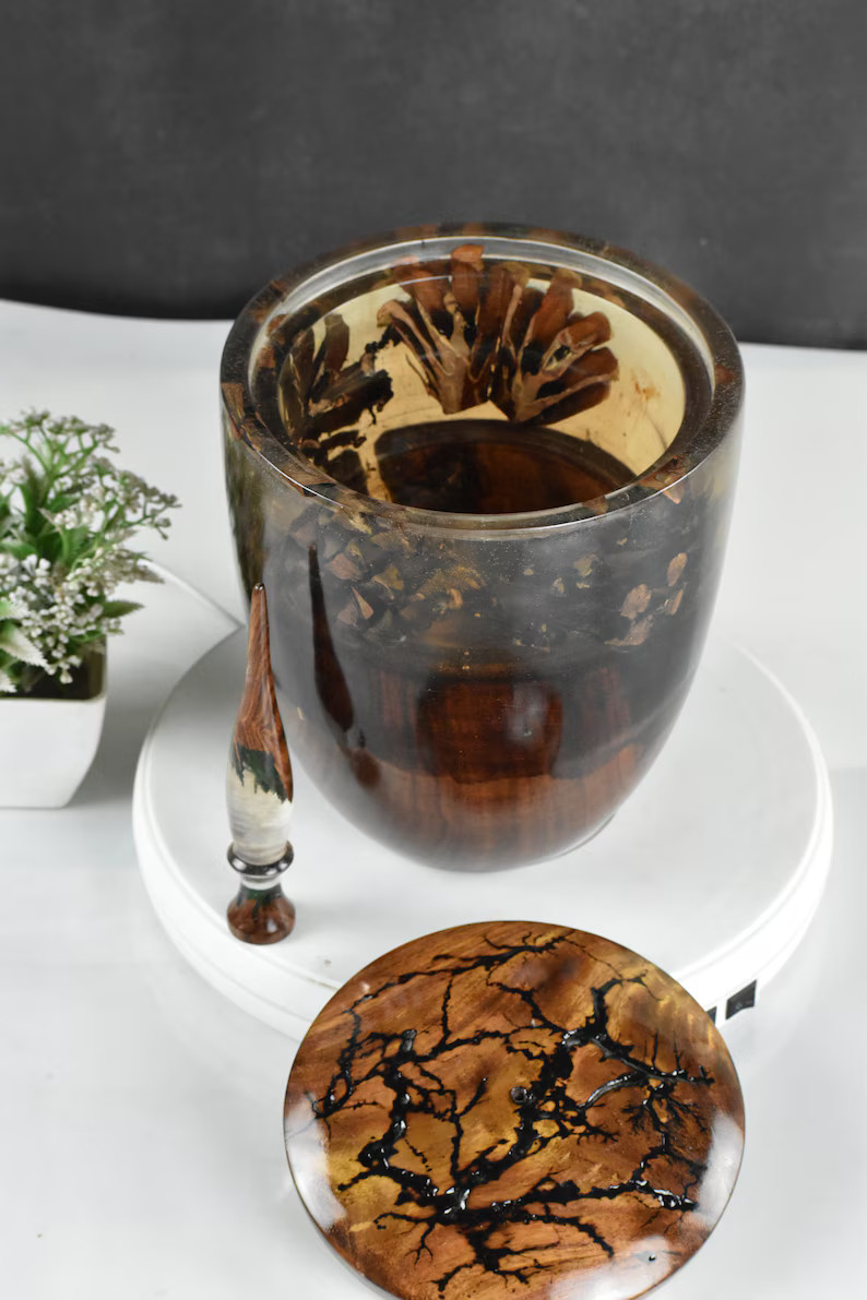 Wooden Urns for Human Ashes Adult Male Female – Cremation Urn Large Wood Urn Box