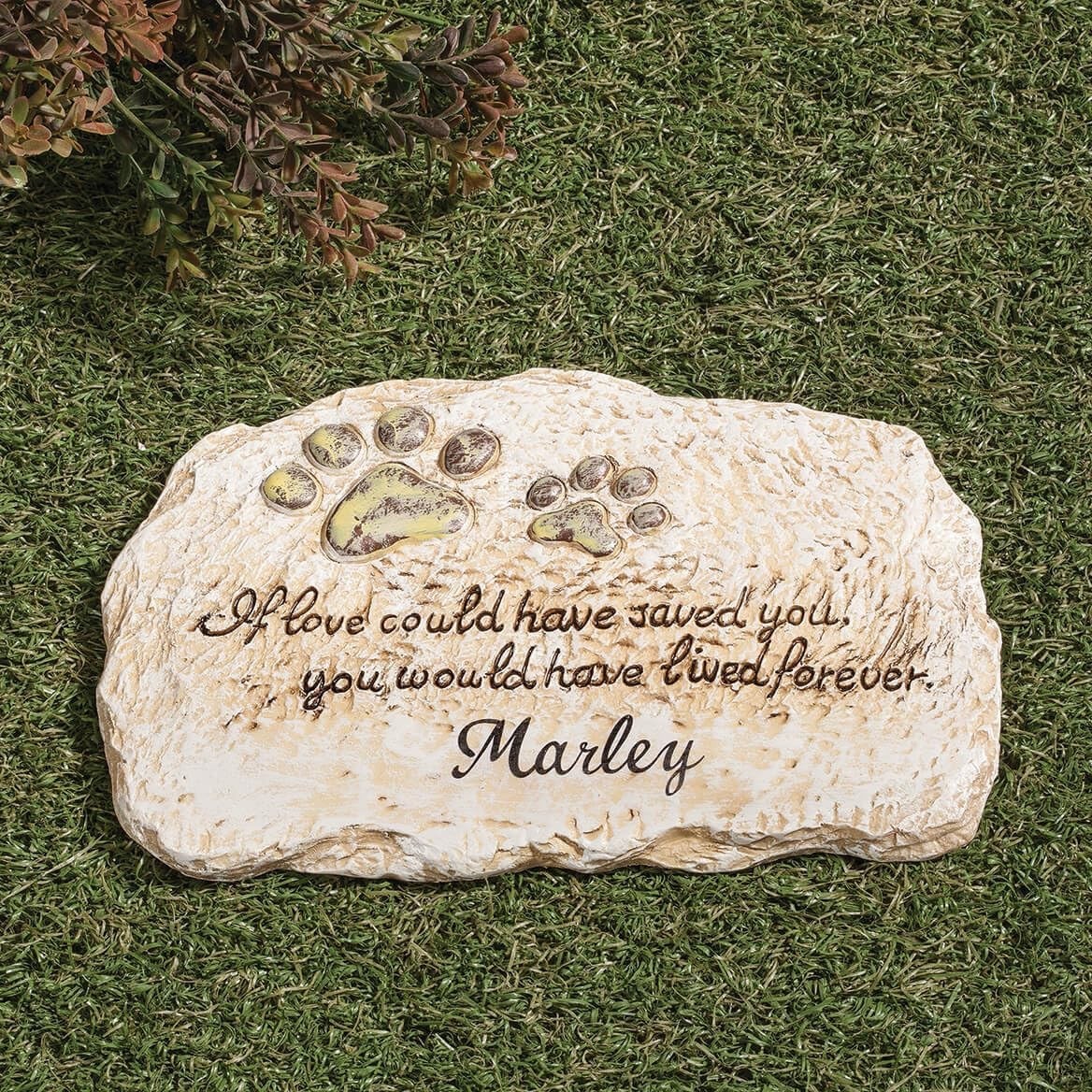 Pet Memorial Cemetery Stepping Stone PERSONALIZED Dog Cat Paw Print Grave Marker