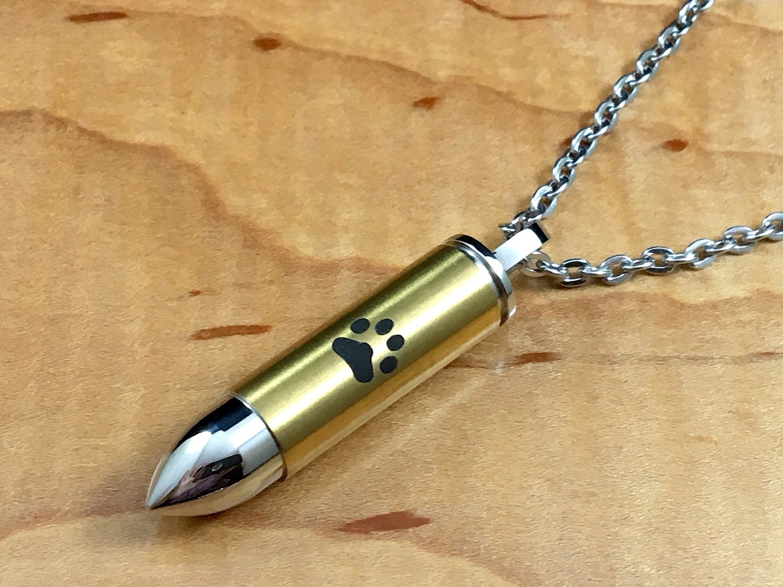 Mens Golden Bullet Cremation Pendant Urn Keychain 1″ Key Ring for Ashes Pet Dog