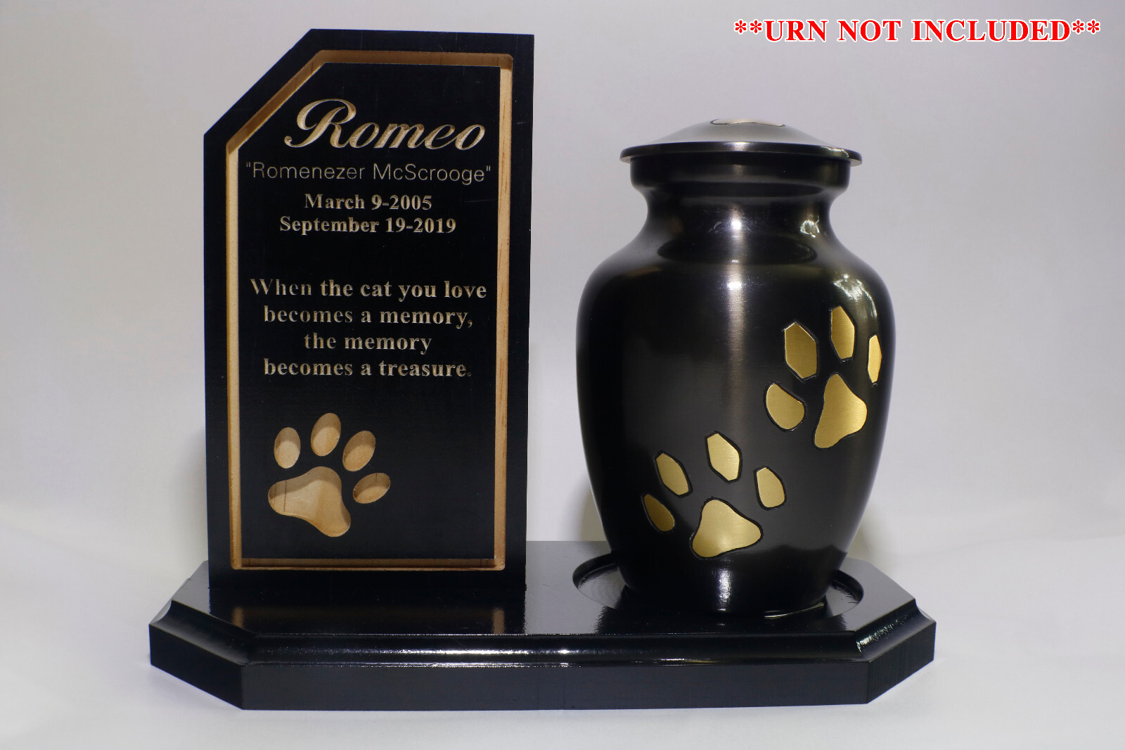 Custom Black Pet Memorial Urn Stand, Made to Order