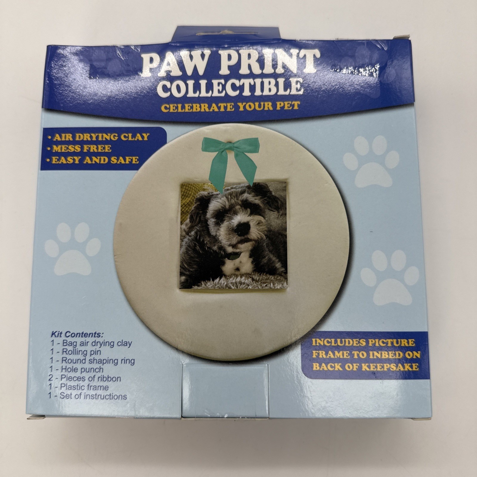Pet Paw Print Kit Air Dry Clay Keepsake Dog Cat Paw Impression Frame DIY Memory