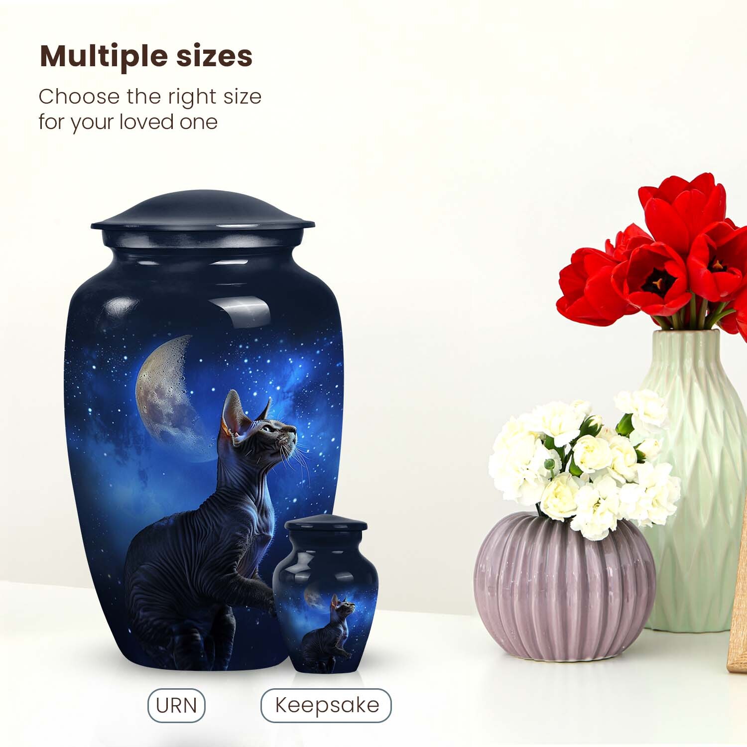 Unique Cat Celestial Pet Memorial Urn | Pet Cremation Urn For Cat
