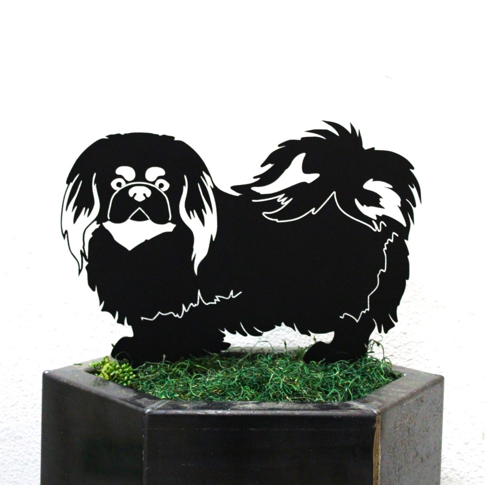 Pekingese Black Metal Dog Silhouette