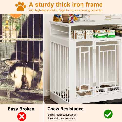 Large Dog Kennel With Top Storage 43.3 Inch Large Dog Kennel Furniture, Wooden