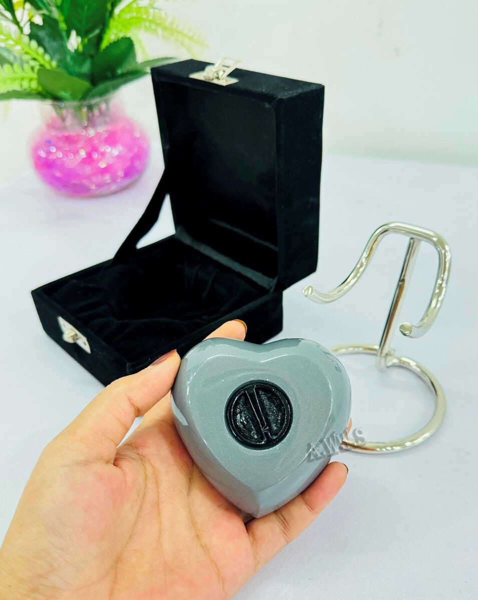 Grey Heart Shaped Urn Keepsake – Small Heart Urn for Human Ashes – Handcrafted