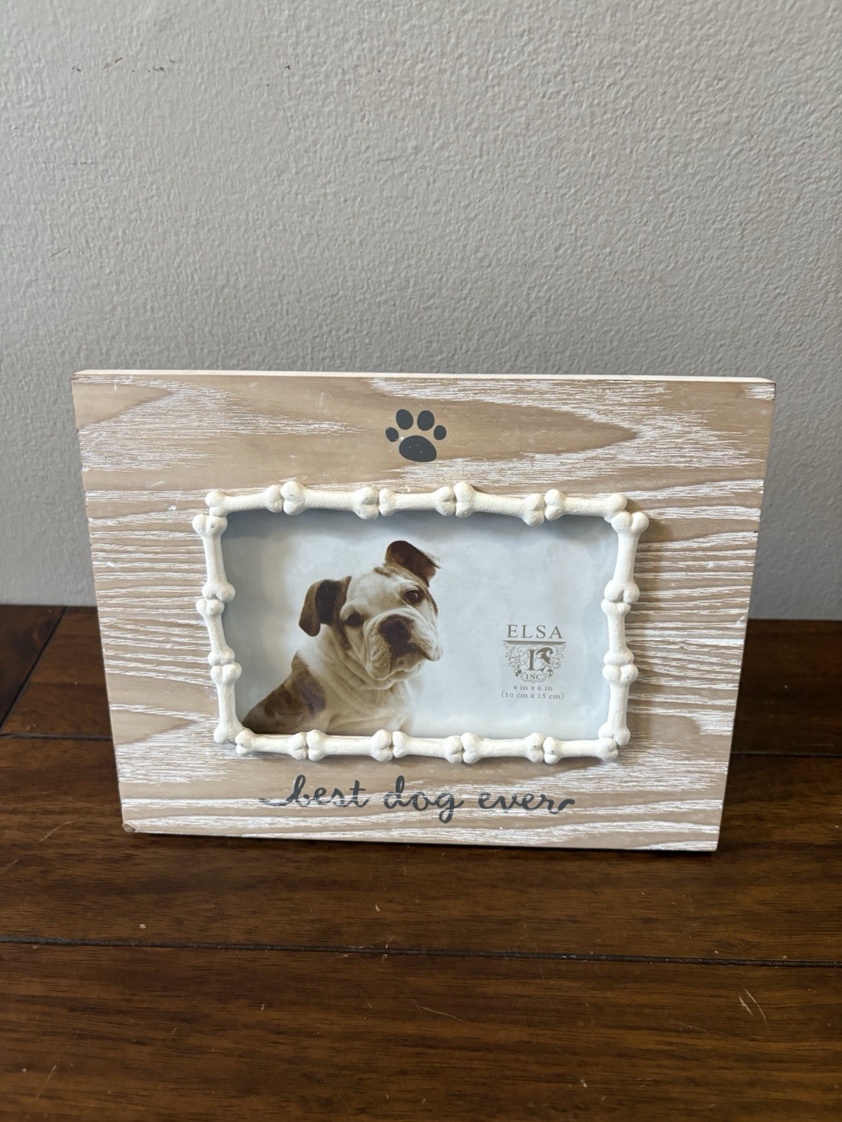 Distressed White Wood Pet Memorial Photo Frame