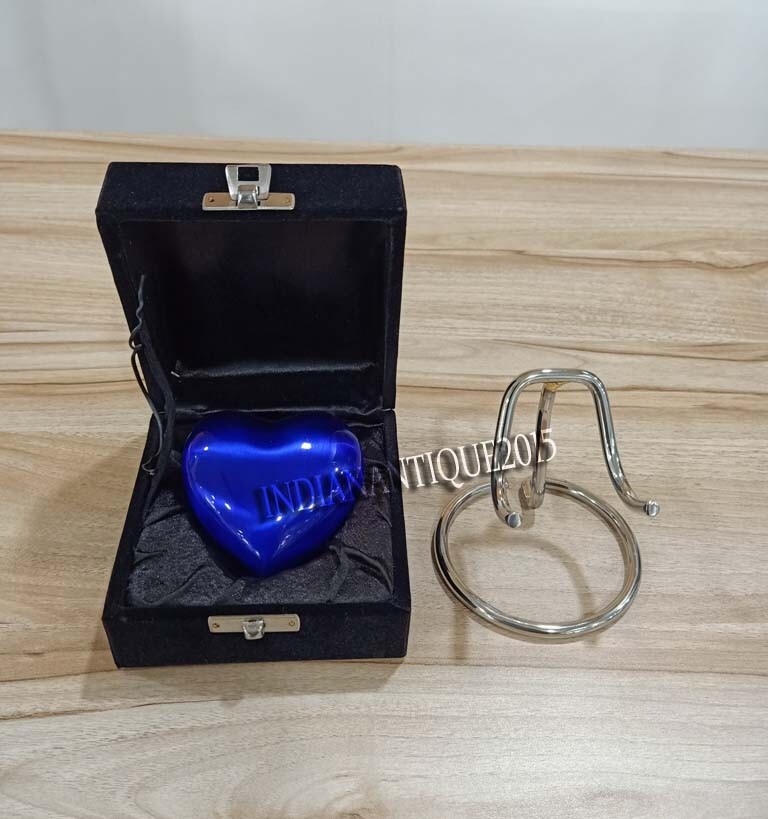 Home Decor Urn Cremation for Ashes Keepsake Blue Heart Urn with Black Box