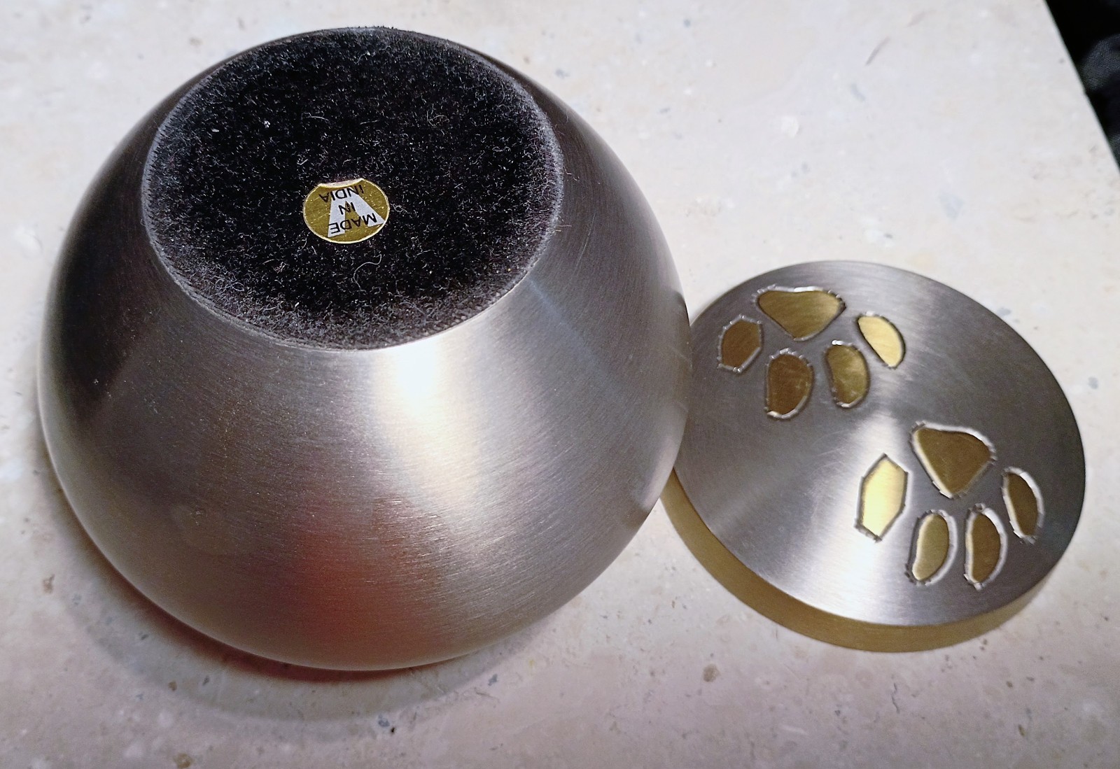 Steel & Brass Pawprint Design Pet Ashes Urn – Small, Heavy, Secure, Beautiful