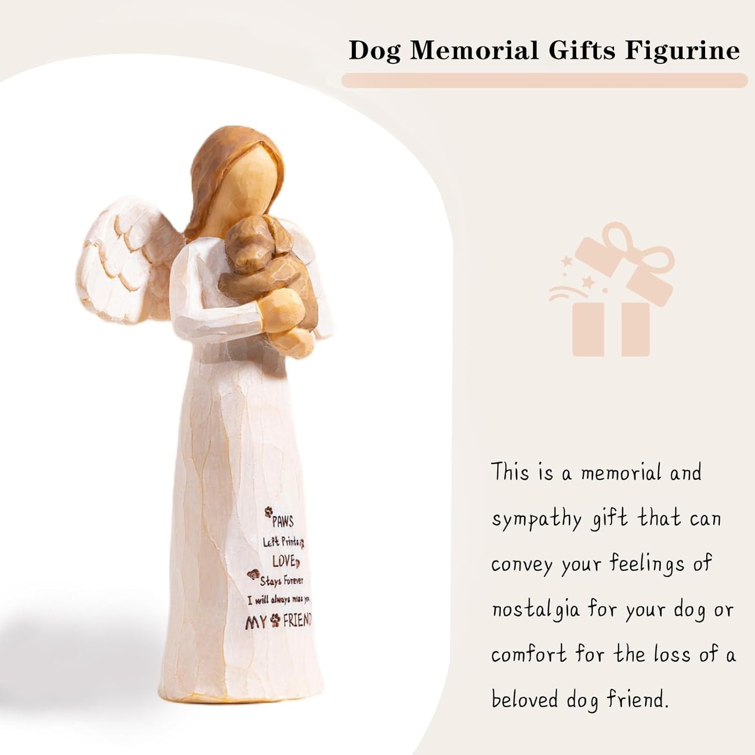 Hand Painted Dog Memorial Angel Figurine – Pet Loss Sympathy Gift