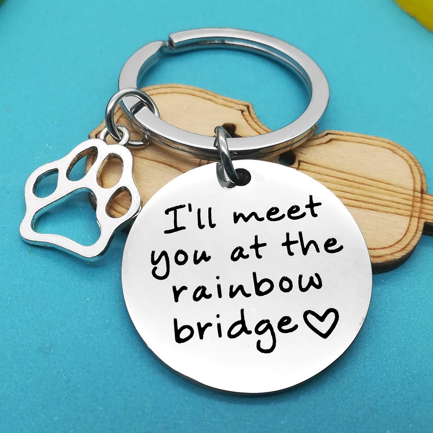Xiahuyu Pet Memorial Keychain Gift I’ll Meet You at The Rainbow Bridge Keycha…