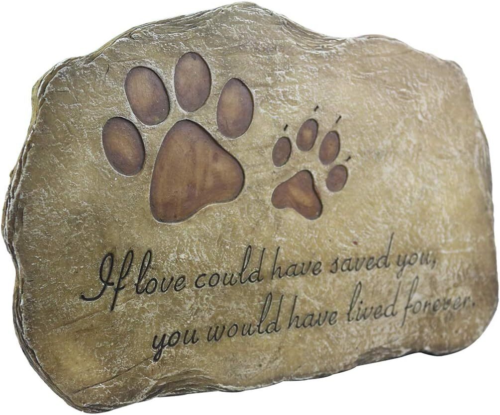 Paw Prints Dog Pet Memorial Stones, Pet Garden Stone Grave Marker For D