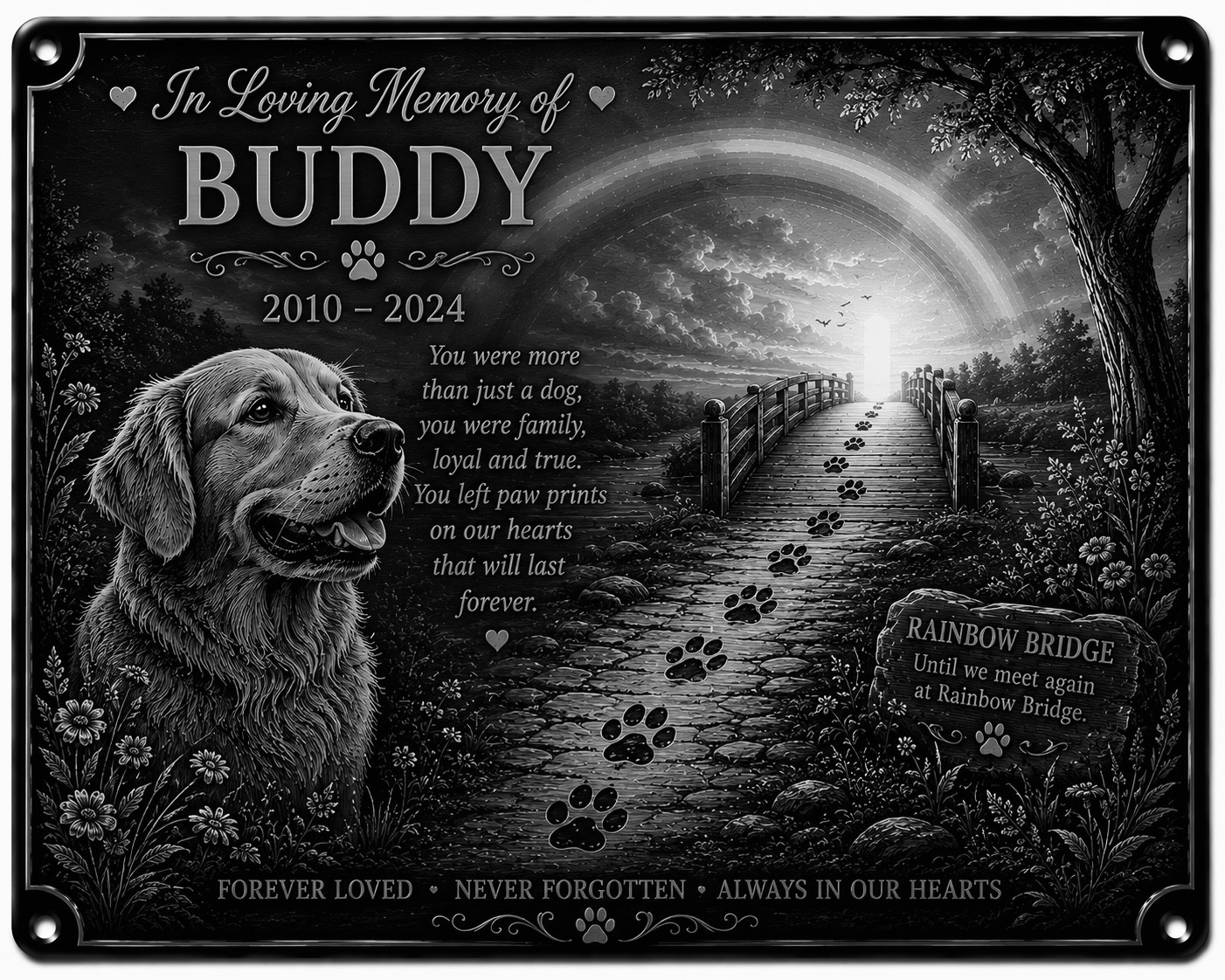 Personalised Pet Memorial Plaque Custom Photo Engraved Aluminium Dog Cat Horse