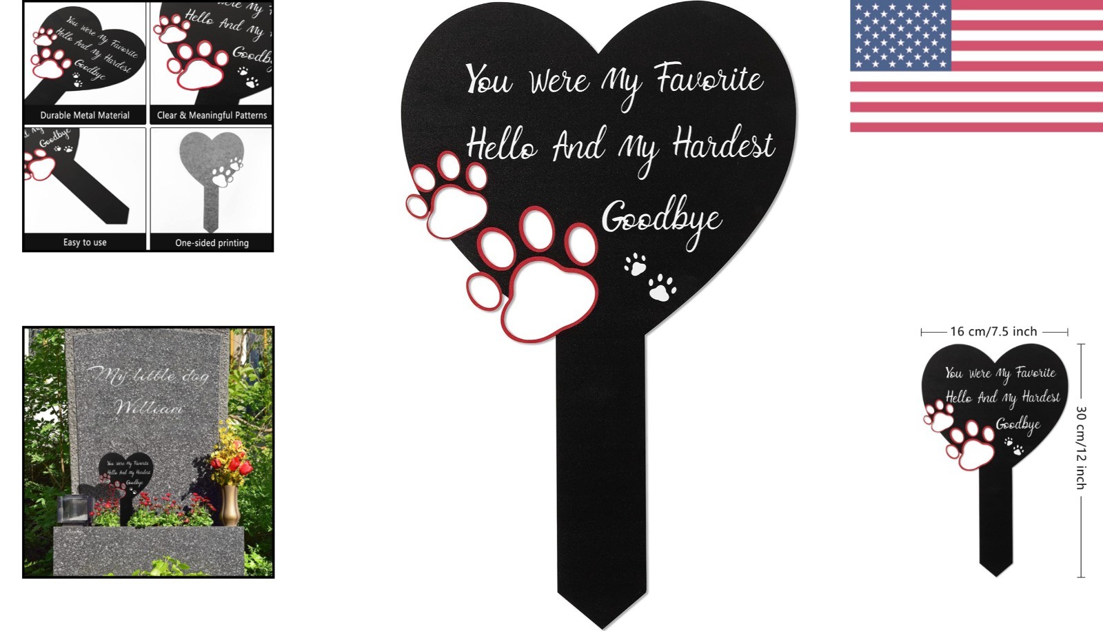 Elegant Pet Memorial Grave Marker for Dogs & Cats – Heartfelt Remembrance Sign