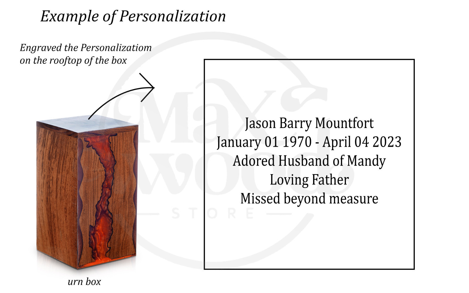 Wooden Urn Box-Urn Box-Rosewood and Red Resin Design Urn Box For Human Ashes