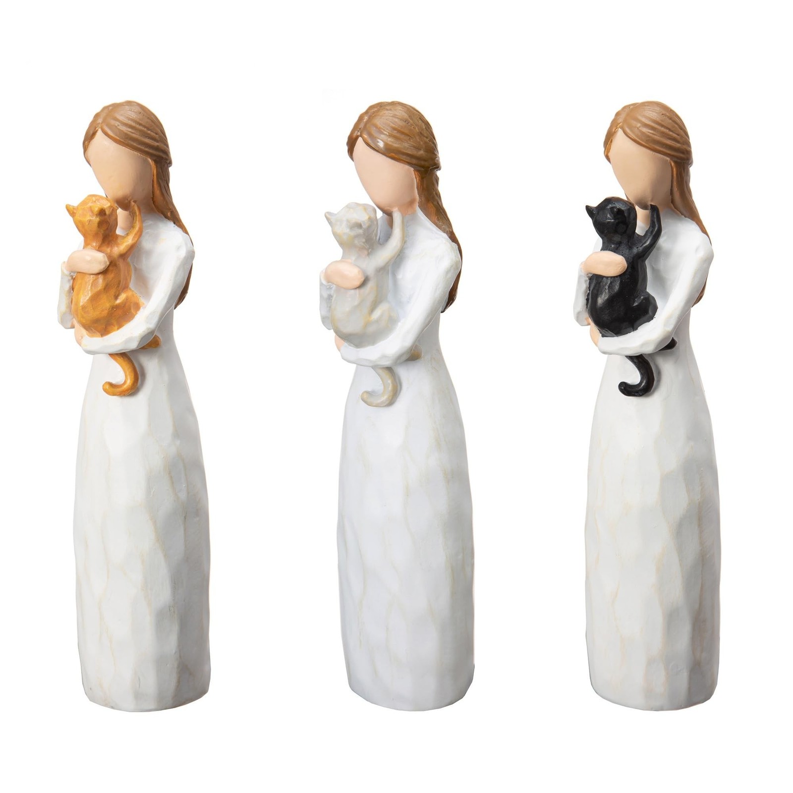 Angel of Friendship Cat Memorial Gifts, Hand-Painted Cat Angel Figurine Statu…