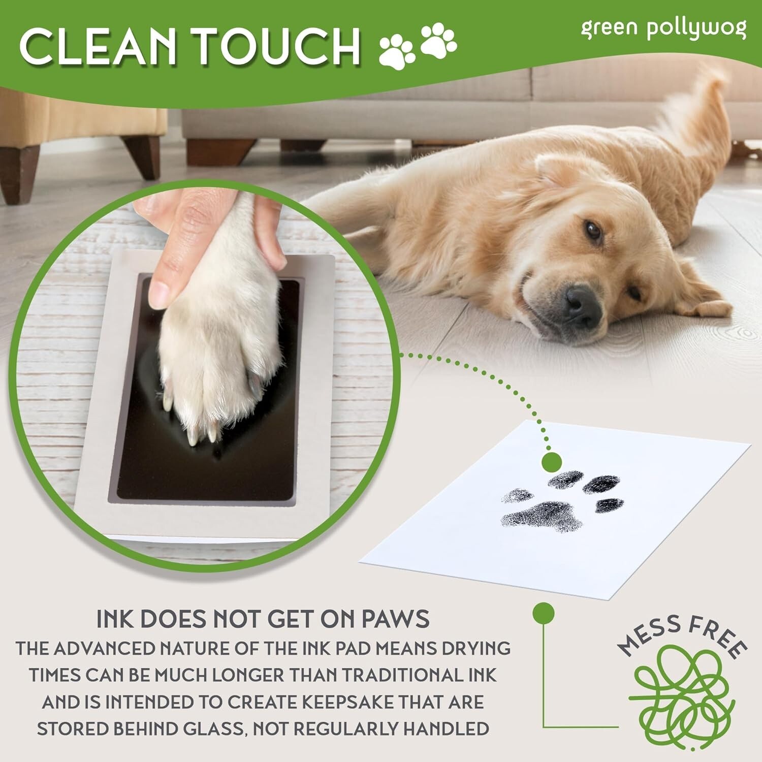 Thoughtful Pet Memorial Frame: Double Picture Display with Large Ink Pad – White