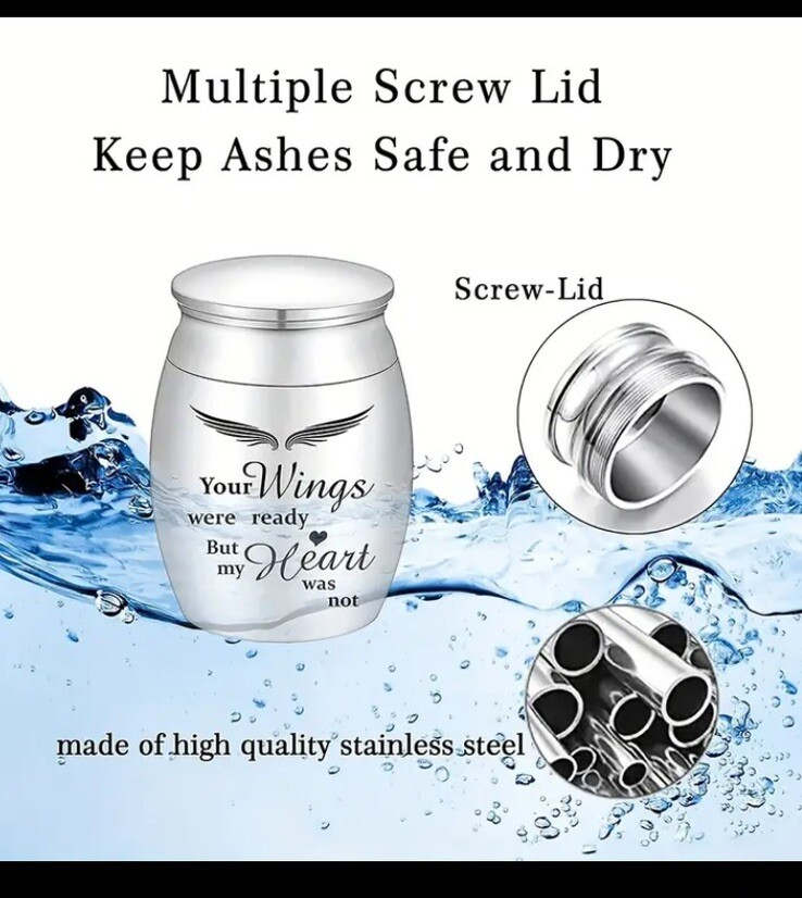 Black Steel Mini Memorial Cremation Keepsake Urns For Pet Dogs Cats Ashes Small