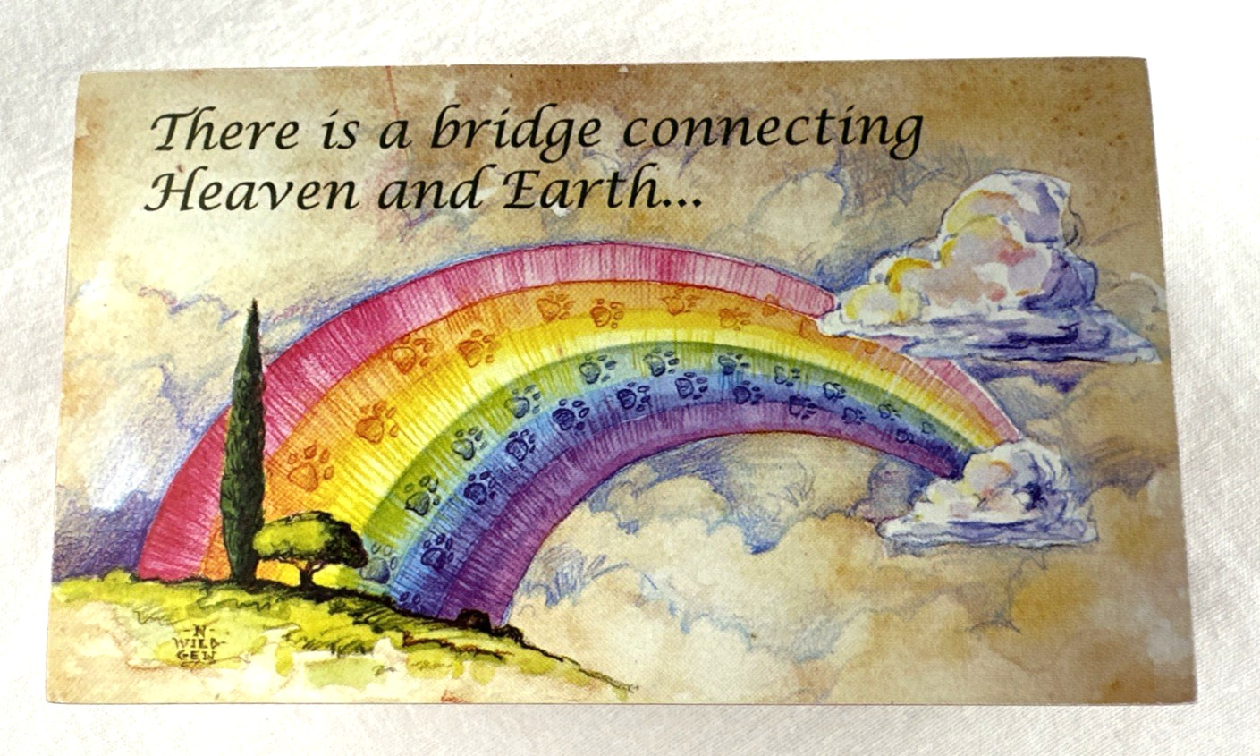 Rainbow Bridge Pet Loss Remembrance Urn Box w/Poem- Token Keepsake, Free Ship