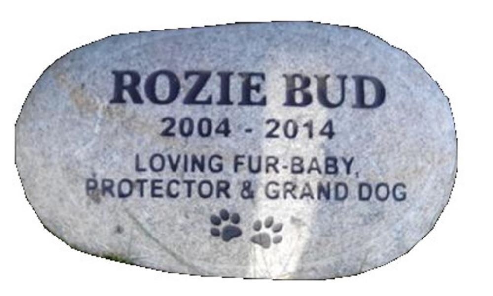 pet headstone grave marker -11″ personalized – custom engraved – river rocks