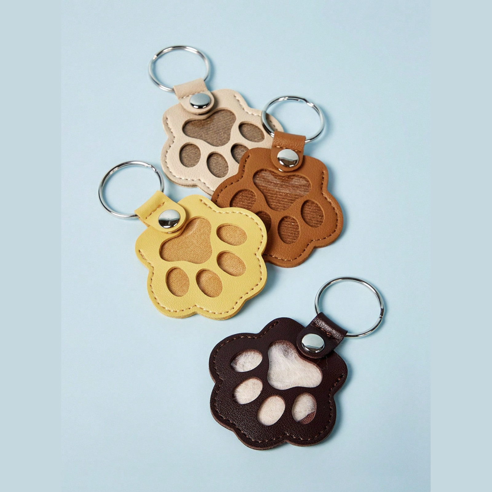 Pet Lost Hair Storage Keychain Cat & Dog Hair Memorial Bag Leather Pet Hair Bag