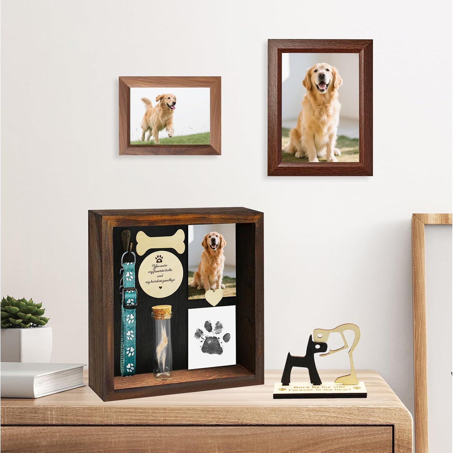 Pet Memorial Shadow Box – 8.6×8.6″ Keepsake Frame for Dog or Cat Mementos