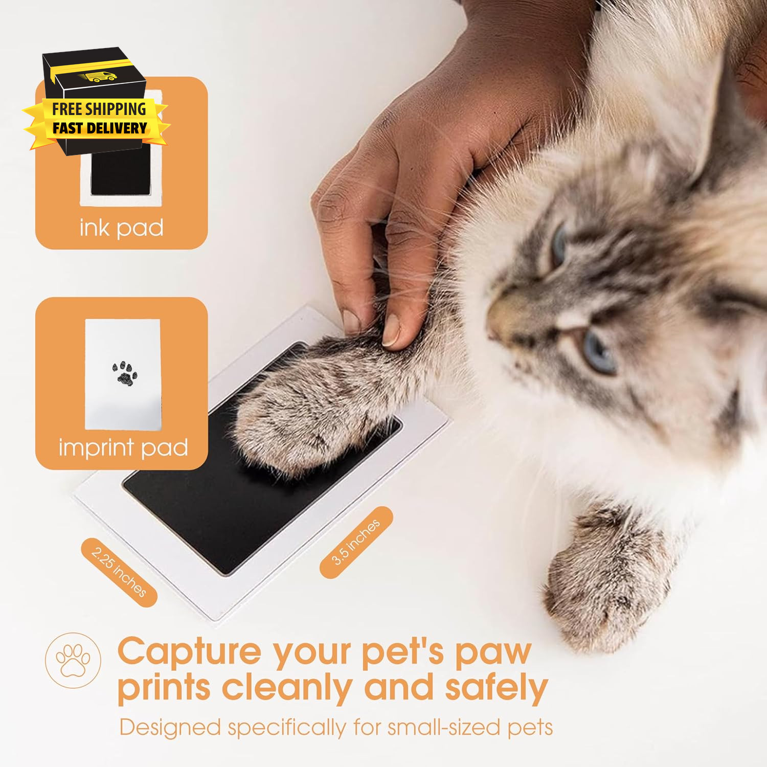 Paw Print Clean Touch Ink Pad Kit for Dogs and Cats, Pet Owner Keepsake, DIY Ink