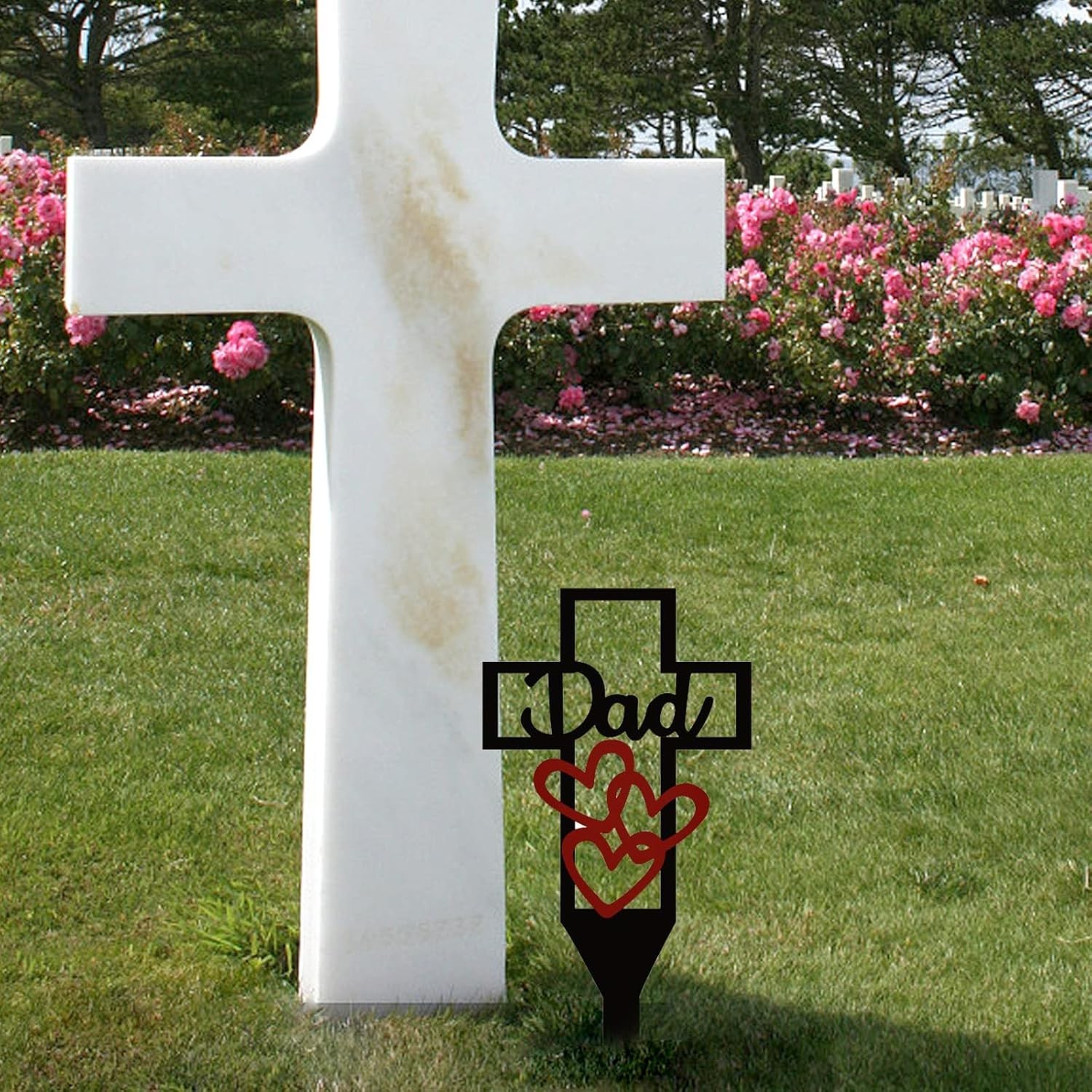 Metal Cross Grave Marker for Dad – Heavy Duty Cemetery Memorial Stake, 12 x 6…