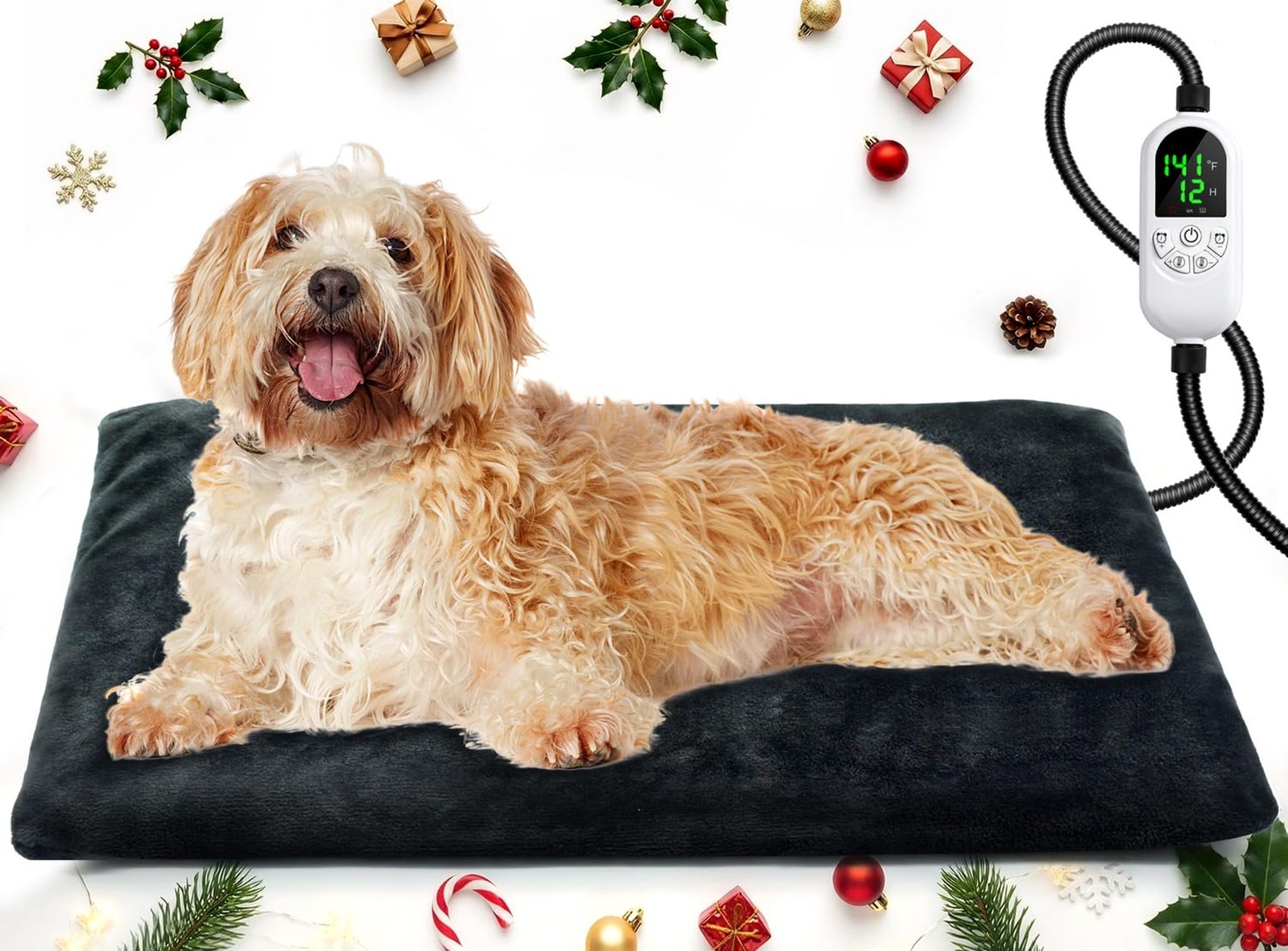 Outdoor Pet Heating Pad 18×28 Inch, Safe Heated Pad for Dogs and Cats with 12…