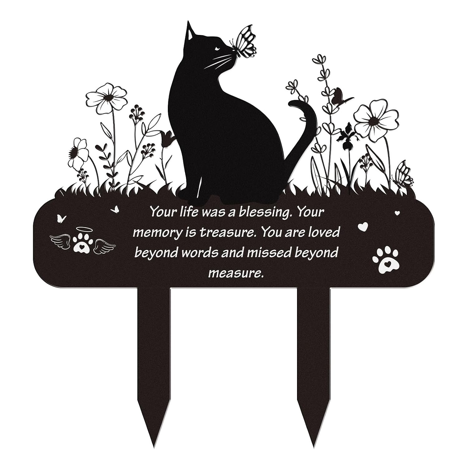 Pet Cat Memorial Grave Markers – Rngmsi Flowers Butterfly Cat Metal Garden Stake