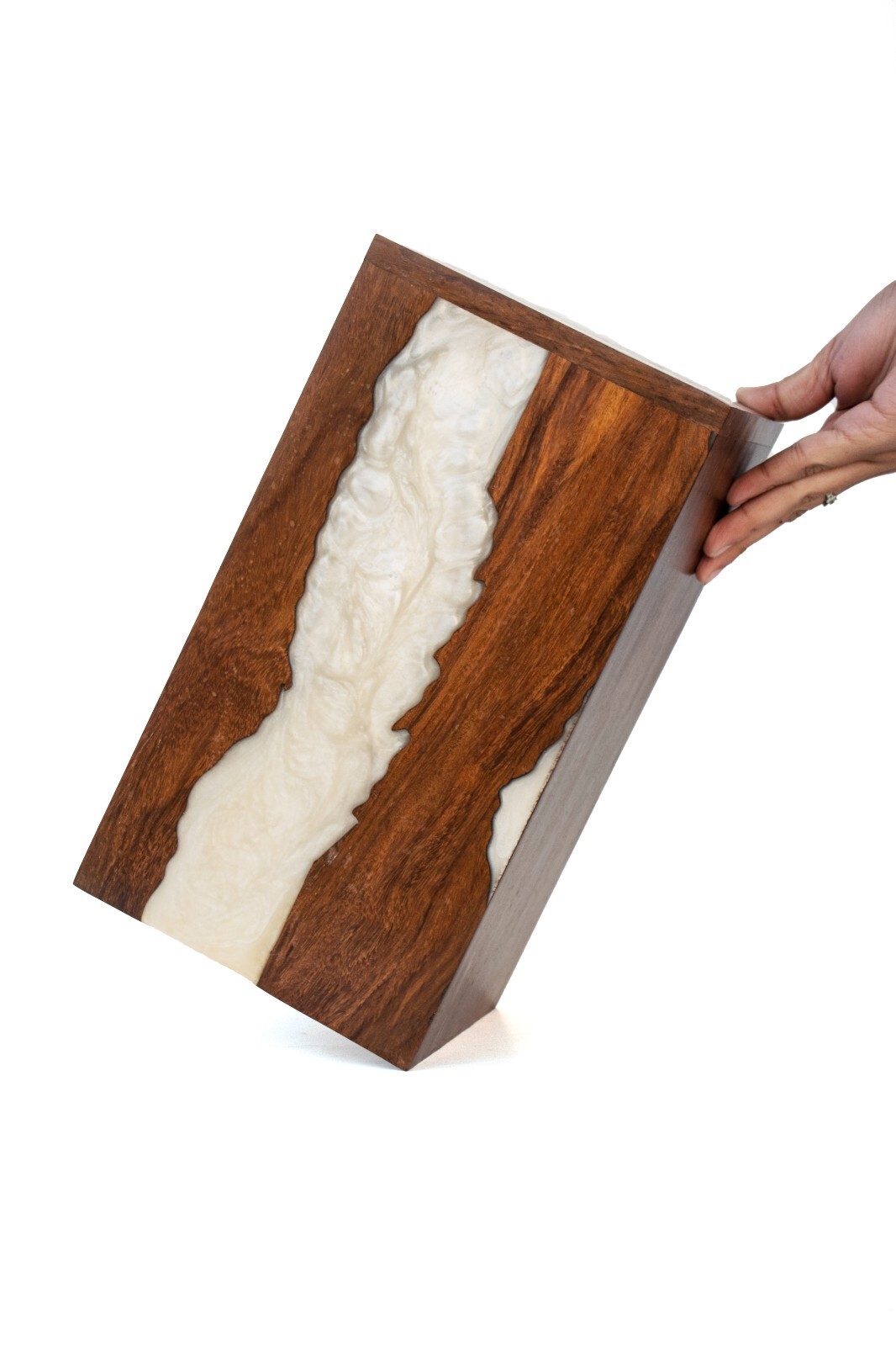 Wooden Urn Box-Urn Box-Rosewood and White Resin Design Urn Box For Human Ashes