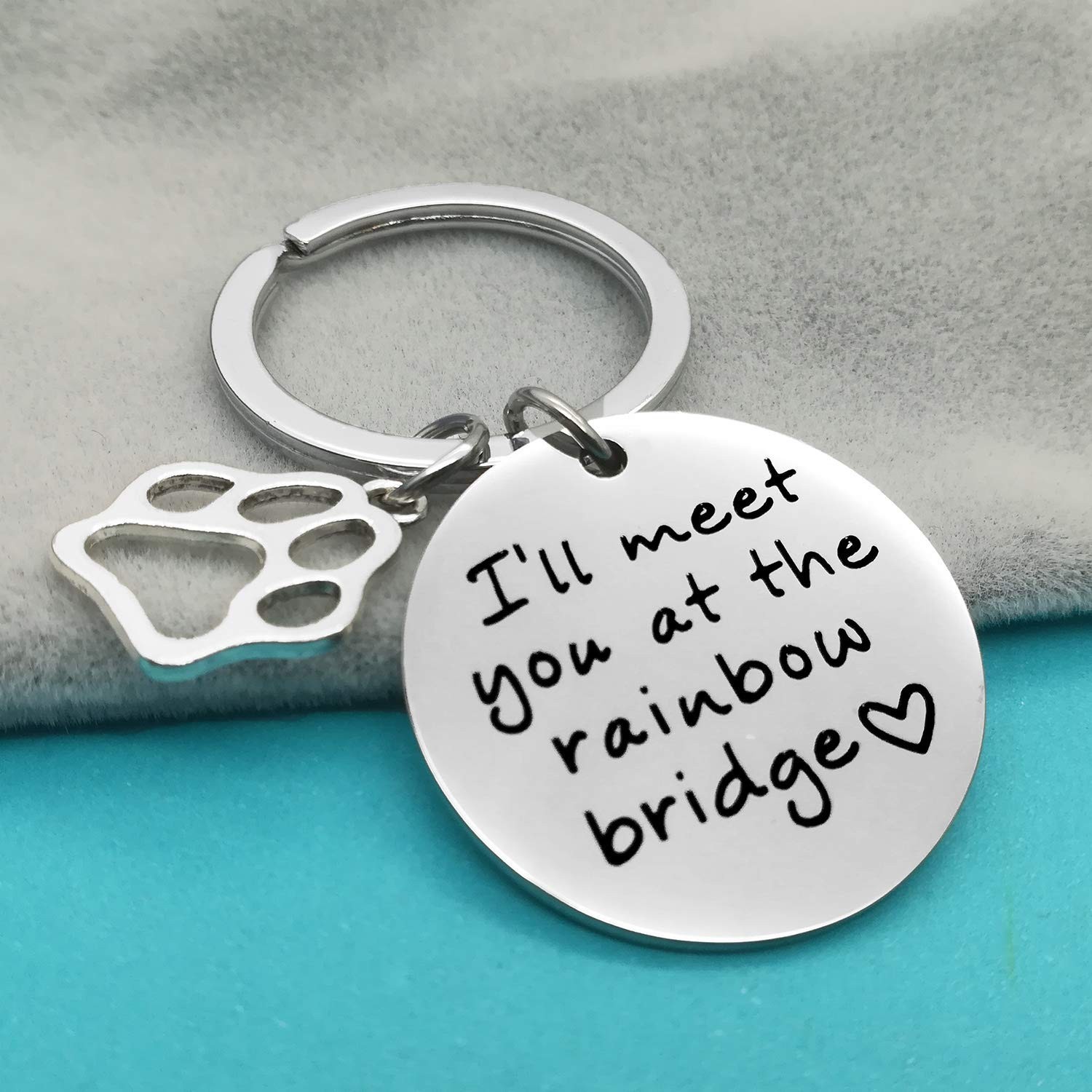 Xiahuyu Pet Memorial Keychain Gift I’ll Meet You at The Rainbow Bridge Keycha…