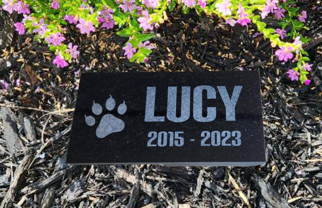 6″ x 3″ ENGRAVED Name & Date Pet Memorial GRANITE Grave Marker Stone Dog Cat