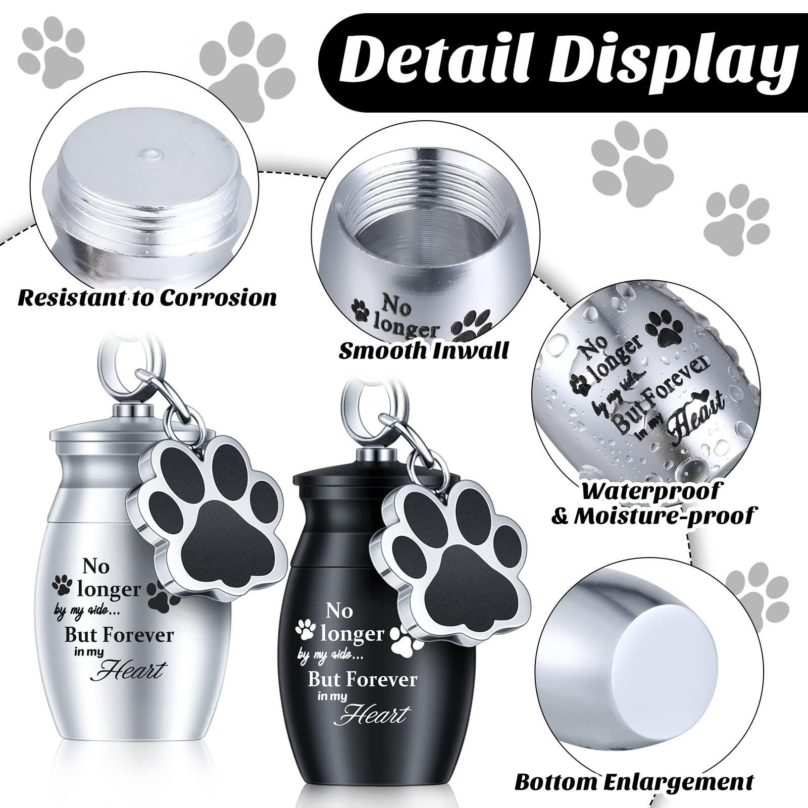 Tudomro 2 Pcs Pet Dog Urns Keychain for Ashes with 2 Storage Bags Fresh Style
