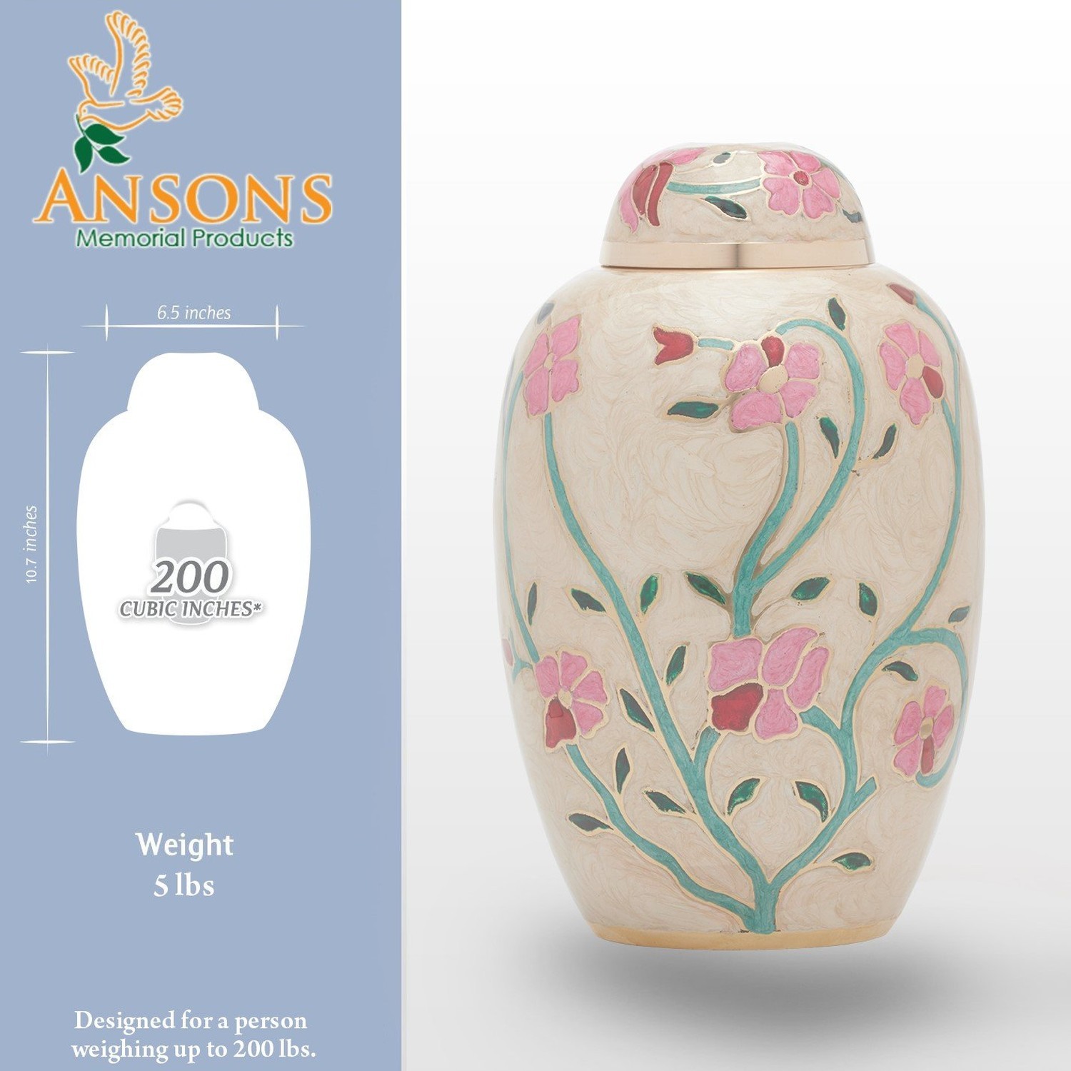 Cremation Urn – Flower Funeral Urn for Human Ashes – Burial urn with Lacquer …