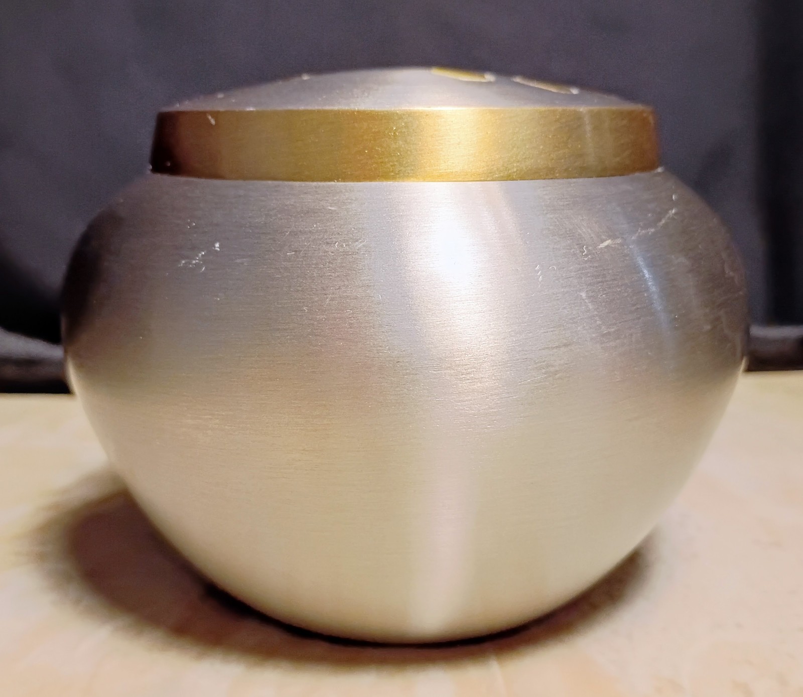 Steel & Brass Pawprint Design Pet Ashes Urn #2- Small, Heavy, Secure, Beautiful