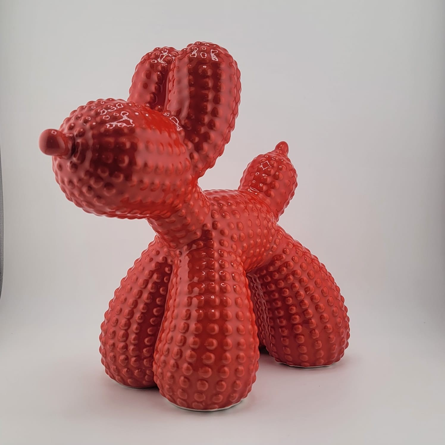 Balloon Dog Pet Ashes Urn – Glossy Ceramic Memorial Keepsake – Red/Cyan/White