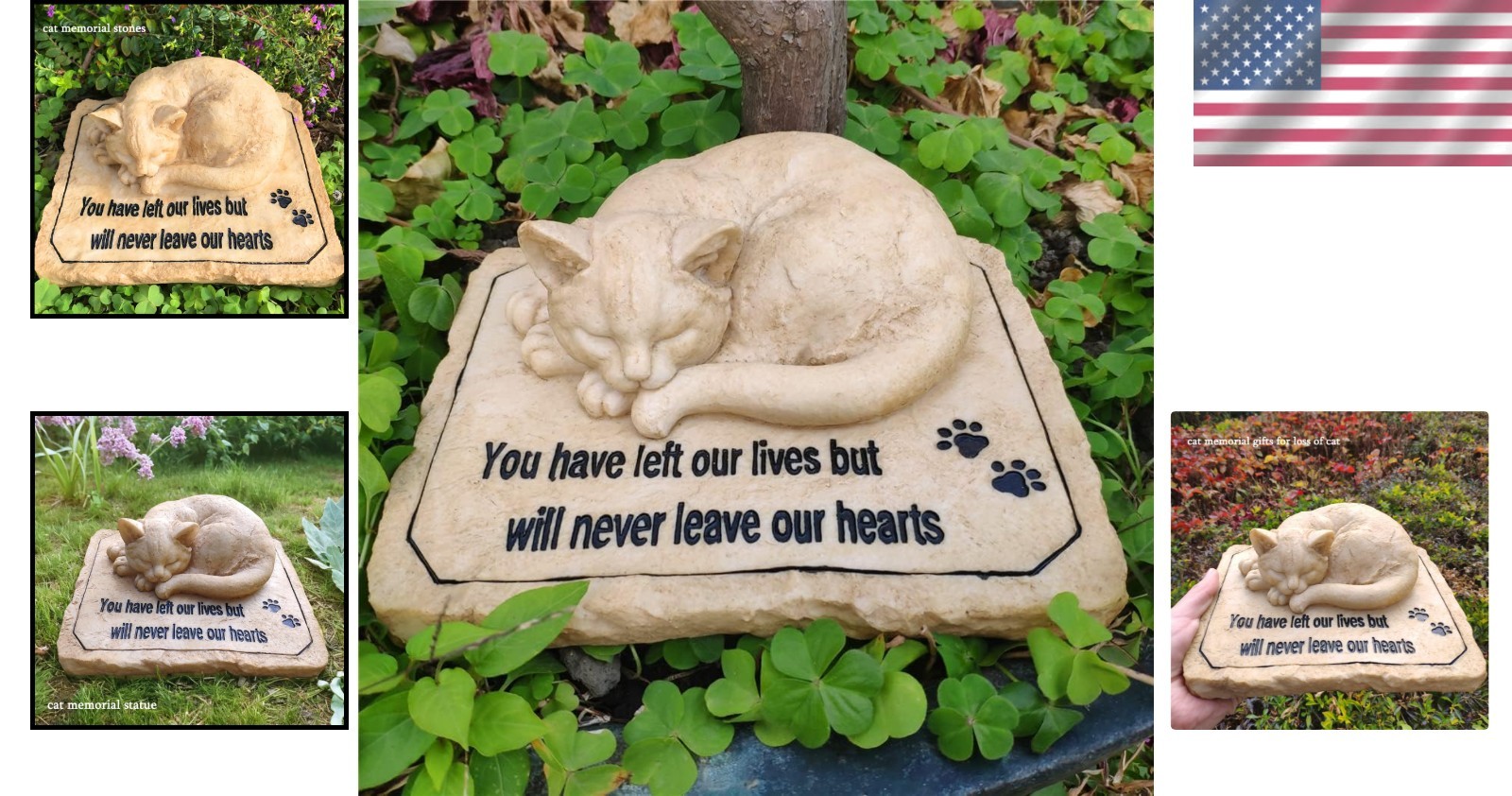 Compassionate Cat Garden Stone with 3D Sleeping Cat – Perfect Sympathy Gift