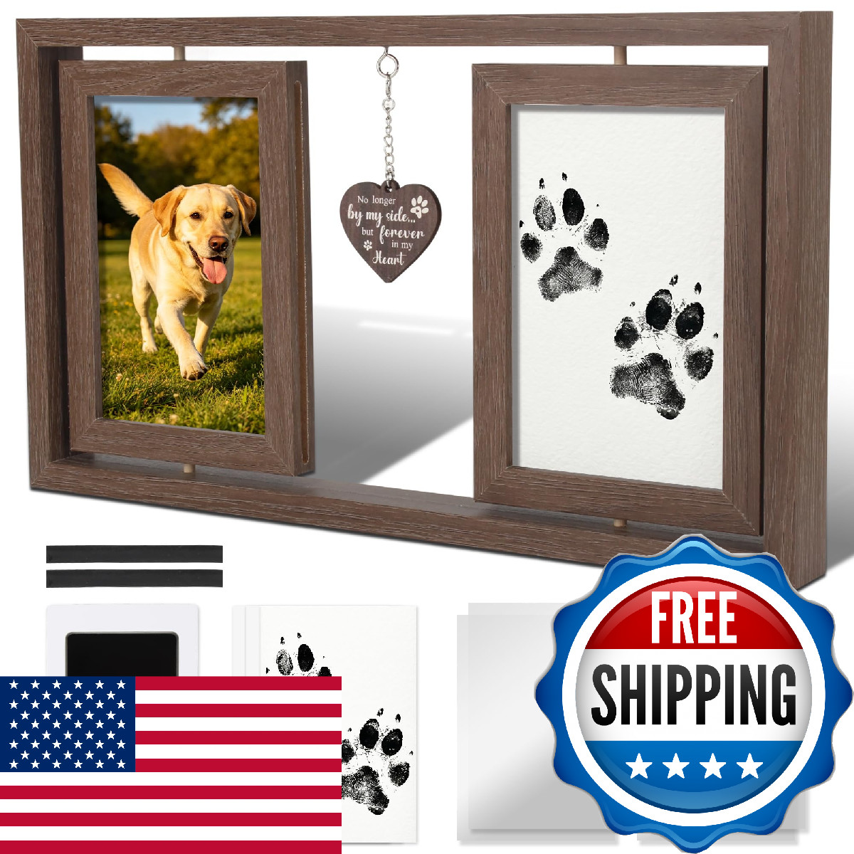 Znysuyii Pet Memorial Gifts For Loss Of Dog Cat Rotating Wooden 4X6 Picture